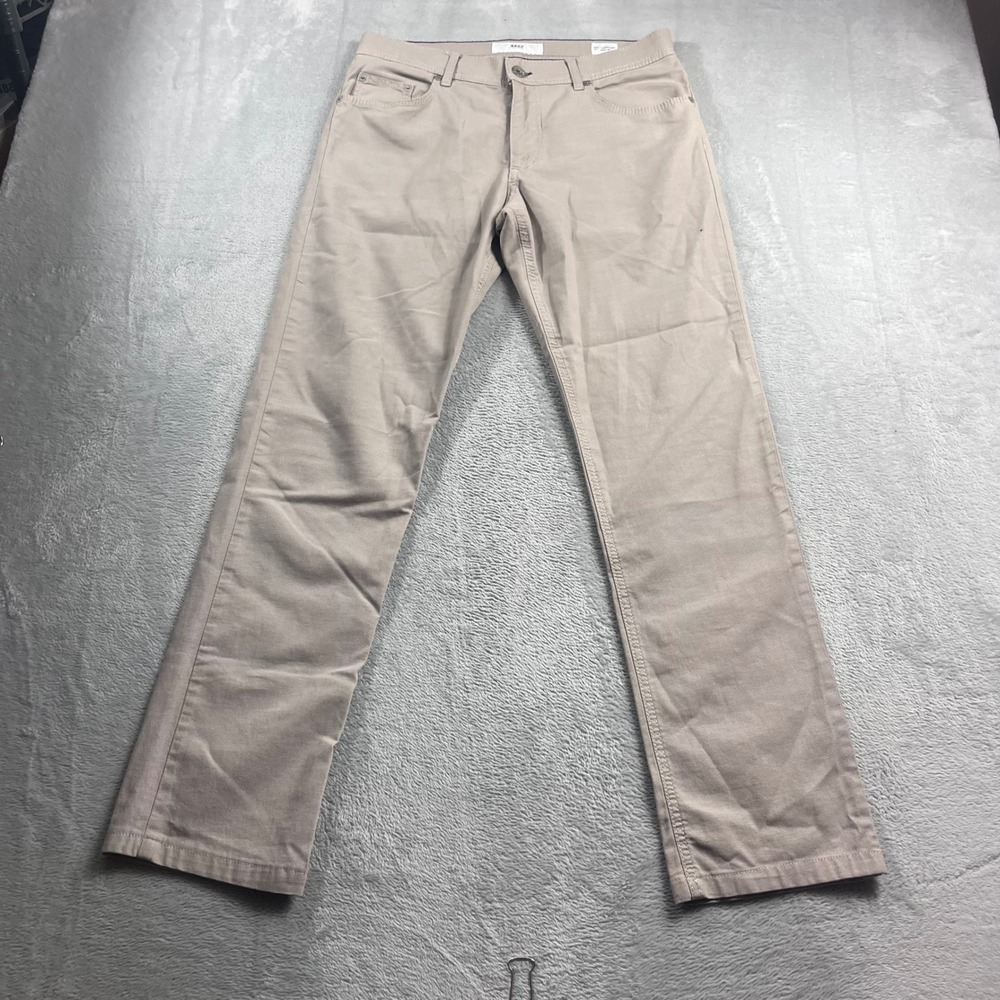 Brax Feel Good Cooper Fancy Regular Fit Pants Men 33x32 Tan Khaki Dobby Trousers
